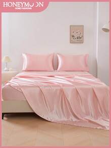 1 bộ ga trải giường satin cao cấp, mềm mại và thoáng khí, chống nhăn, cải thiện chất lượng giấc ngủ, phong cách khách sạn sang trọng, món quà lý tưởng cho cha mẹ và bạn bè, thiết kế túi sâu, phù hợp với giường đơn, đôi, cỡ Queen, cỡ King, đạt chứng nhận Oeko-Tex. - Màu Hồng baby - Xem 2