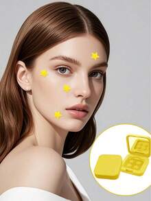 60片星形面部贴纸，采用水胶体材质，添加茶树油，温和不刺激，不含酒精，用于面部护理和遮盖瑕疵，内含镜子和镊子，适合派对装饰、赠品、旅行等场合，价格实惠，是旅行必备佳品。 - 彩色 - 查看 5