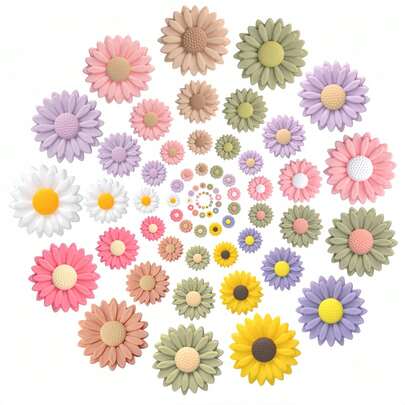 Zestaw do samodzielnego tworzenia biżuterii z 8 lub 30 silikonowych koralików Daisy Focal Beads – kwiatowe, modne, dekoracyjne koraliki, akcesoria do tworzenia bransoletek, wisiorków z koralików, breloków, długopisów do koralików i smyczy identyfikacyjnych, unisexowy, wiosenny prezent rękodzielniczy