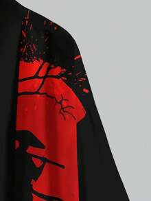 Men's Casual Kimono Cardigan, Polyester, Casual Summer Style Clothing - Black - View 6