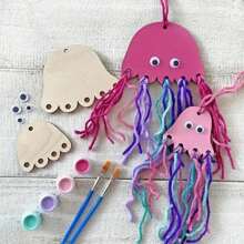 17 件未完成木制 DIY 水母工艺套件 - 涂鸦，创意手工艺术项目，用于装饰礼物 - 非常适合万圣节、圣诞节礼物，颜色和款式随机 - 彩色 - 查看 7
