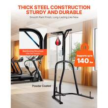 2 In 1 Punching Bag Stand, Steel Heavy Duty Workout Equipment, Adjustable Height Boxing Punching Bag And Speed Bag Stand, Freestanding Sandbag Rack, Holds Up To 140 Lbs, For Home Gym Fitness - 黑色 - 查看 4