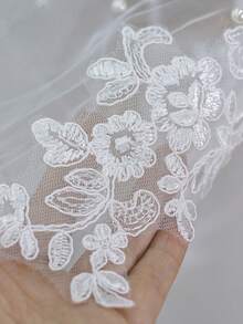 1 pieza Velo de novia con adorno de encaje romántico y decoración de perlas falsas, disponible en múltiples longitudes, incluye peine para el cabello, adecuado para propuesta, compromiso, boda y ceremonia civil, accesorio para el Día de San Valentín