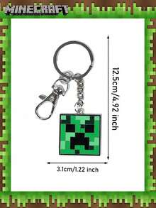 Microsoft قلادة معلقة بشكل وجه كريبر من ماينكرافت رسمية مرخصة، زخرفة حقيبة الظهر، ديكور أنمي عصري هدية عيد ميلاد مضحكة للعائلة والأصدقاء - MC-2024N04 - مشاهدة 3