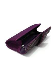 Rhinestone Embellished Women's Evening Bag, Small Envelope Style Handbag, Satin Shoulder Chain Handbag, Shiny Purple Cocktail Bag - Purple - View 8