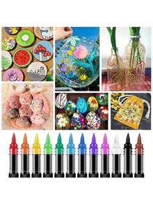 FLYSEA 【Vibrant Acrylic Marker Set】54色系列，12/18/24件裝鮮豔丙烯麥克筆組－中尖筆頭（2-3mm）－適用於石頭彩繪、黑紙、滑板裝飾、木材、塑膠、畫布、聖誕賀卡 - 多色 - 查看 11