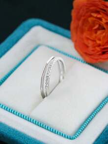 1pc Double-Layer Open Ring, Women's S925 Sterling Silver Thin Band Ring, Thumb Ring, Exquisite Jewelry Gift - Double-layer Drilling - View 6