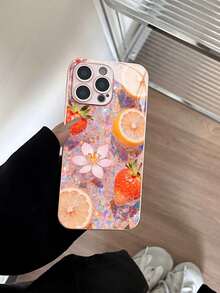 Carcasă de telefon roz, cu model strălucitor, cu halou, cristalin, flori de cireș colorate, gradient strălucitor, compatibilă cu 16 Pro Max/15 Pro/14/13/12 Pro/11/XS Max, Galaxy S25 Ultra/S24/S23/S22 Plus/A54/A55, Redmi Note 13 Pro/14 Pro, 13T Pro - Roz - Vizualizare 8