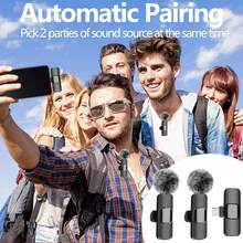 Wireless Mini Clip-On Microphone, Compatible With IPhone & IPad - Wireless Dual Microphone, Plug And Play, Ultra-Low Latency, Built-In Noise Cancellation Chip, 5 Hours Battery Life, Suitable For Two-Person Creation, 50mAh - YJH-k9 - View 7