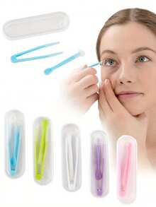 Juego de herramientas para usar lentes de contacto, estuche portátil con herramientas, pinzas de plástico y accesorios para colocar y retirar, mango fácil de agarrar y sin olor, conveniente para poner y quitar los lentes - Multicolor - Ver 1