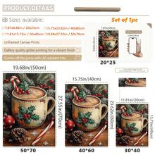 1 buc., Pictură suspendată pe pânză, Artă murală înrămată, Pictură vintage cu cană de cafea de Crăciun, Imprimeu pe pânză de Crăciun, Poster cald de sărbători, Decor de perete de Crăciun, Decor confortabil de iarnă, Decor festiv de Crăciun pentru casă, Decorațiuni de Crăciun, Postere de Crăciun, Decor de casă de Crăciun, Decorațiuni de Crăciun de iarnă, Decor cameră, Decor cămin, Decor baie, Decor dormitor, Decor bucătărie, Decor birou, Decor hol, Cadouri decorațiuni de Crăciun, Decor cafenea