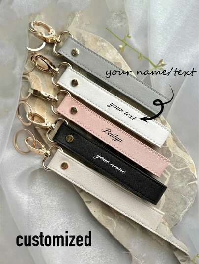 Customized Letter PU Leather Keychain, Personalized Wristband Keychain, Wedding Party Favor, Car Keychain, Unisex Leather Keychain