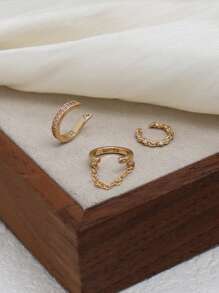 3pcs Shiny Cubic Zirconia Chain Clip-On Earrings Set, Multi-Layer Stacking Earrings Suitable For Women Daily, Date, Party Wear