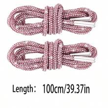 2条120厘米奢华水晶鞋带，圆形水晶鞋带/帽带，时尚闪亮，水晶抽绳运动鞋带，休闲鞋带 - 白色 - 查看 22