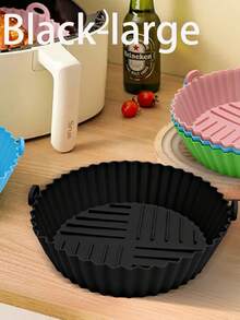 1pc Air Fryer Accessories, Non-Stick Baking Mat, Reusable Air Fryer Silicone Liner, Suitable For Oven, Microwave, Cake Mold, Large Size - Multicolor - View 7