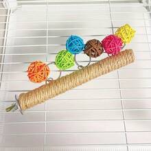 Parrot Perch Toy Set With Rope, Bird Chewing And Climbing Accessory, Colorful Rattan Balls, Bird Cage Entertainment Accessory For Claw And Beak Conditioning - Multicolor - View 3