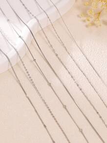 7 Stücke/set Edelstahl Vergoldete Gold Vakuum Dünnen Kette, Jeden Tag Ein Anderes Tragen