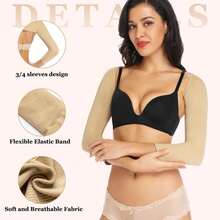 Upper Arm Slimmer Women Compression Arms Sleeves Light Support Shoulder Shaper Keep Posture Top Slimmng Arms Invisible Shapewear - Apricot - View 3