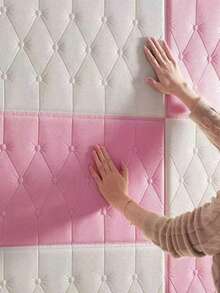 4pcs 3D Sticker Embossed XPE Foam Wallpaper, Waterproof & Moisture-Proof Faux Leather Texture, Headboard Anti-Collision Soft Pad Removable Wall Sticker, Reusable & Cuttable, Suitable For Bedroom & Living Room Wall Decor, Sound Insulation Thick Wall, Home Decor Wall Paper