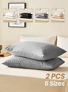 1 件/2 件柔软枕套，多种尺寸枕套，信封封口，抗皱、防褪色、防污，适用于卧室、沙发、客厅、家居装饰，不含枕芯，白色、黑色、卡其色、灰色，秋季装饰，房间装饰，返校，学校用品 - 淺灰色 - 查看 1