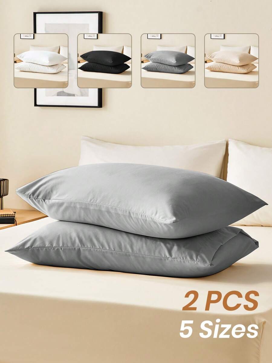 1 件/2 件柔软枕套，多种尺寸枕套，信封封口，抗皱、防褪色、防污，适用于卧室、沙发、客厅、家居装饰，不含枕芯，白色、黑色、卡其色、灰色，秋季装饰，房间装饰，返校，学校用品 - 淺灰色 - 查看 1