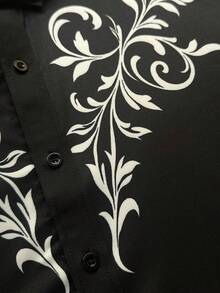 Men's Casual Western Cowboy Long Sleeve Shirt - Black - View 6