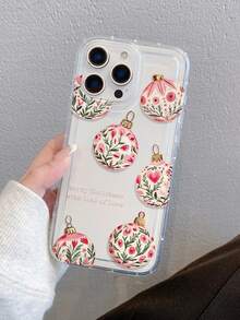 Christmas 1pc Floral Lightbulb Pattern, Airbag Transparent Anti-Drop TPU Phone Case, Suitable As Holiday Gift Compatible With IPhone XS/XS Max/XR/11 12 13 14 15 16 Pro/Pro Max/14 15 16 Plus, Unisex, Also Compatible With Samsung Phones - Clear - View 2