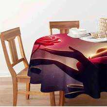1pc Tablecloth Home Print Table Enchanted Rose And Princess Silhouette Tablecloth - Romantic, Magical, And Fairytale-Inspired Home Decor, Perfect For Special Occasions And Adding A Touch Of - Mixed Colors - View 2