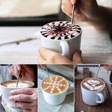 ~Milk Frothing Pitcher 16oz 480ml Milk Frother Cup Stainless Steel Steaming Pitcher Coffee Bar Cappuccino Espresso Machine Accessories Barista Tools Steamer Cup Milk Jug With Latte Art Pen - SilverMirror - View 6