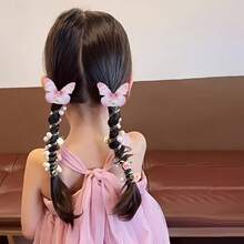 2pcs Elegant Butterfly Headbands For Girls - Vibrant Floral & Accents, Durable Plastic Hair Accessories For Daily Wear & Special Events, Parties, All-Season Use, Daily Wear Headband | Elegant Hair Tie | Intricate Design - 粉色 - 查看 3