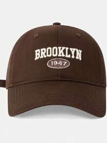 1 Pieza Gorra de béisbol con estilo lavado 1947 y bordado 3D de letras - Brooklyn para mujer, gorra de sol vintage, sombrero de sol ajustable para exteriores, estilo Y2K para hombre