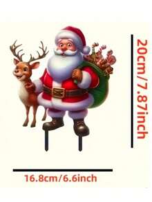 Weihnachtsmann und Rentier Gartenstecker - 2D Acryl flache Tierthemen Gartenkunst, batteriefrei, ideal für Outdoor Weihnachtsdekoration