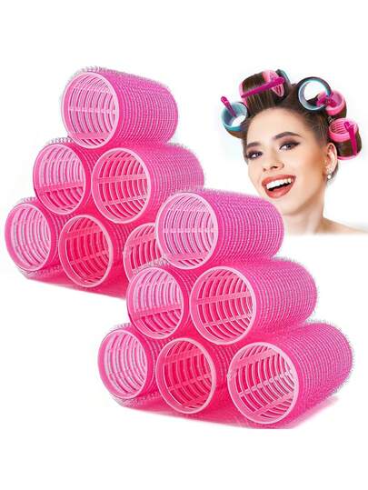 12-Piece Hair Curler Set With 12 Stainless Steel Hair Clips, Self-Gripping Curlers, Suitable For Long And Thick Hair, Perfect For Halloween, Christmas, And Travel Vacations, Women's Hair Accessories, Women's Styling.