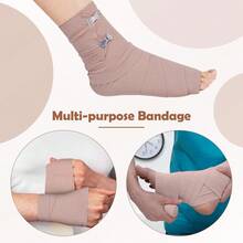 4种米色弹力绷带，运动压缩绷带，适用于手腕、手臂、小腿、脚踝和脚部，健身配件，运动绷带，运动胶带 - 杏色 - 查看 5