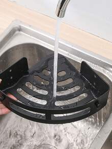 1pc Multifunctional Wall Mounted Bathroom Storage Rack, Shampoo And Cosmetics Storage Rack, No Power Supply Required Bathroom Corner Shower Rack, No Drilling Adhesive Required Bathroom Storage Rack, Wall Mounted Shampoo Storage Rack Bathroom Accessories Bathroom Tools - Multicolor - View 5