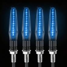 4 PIEZAS Luz de señal de giro universal para motocicleta 12v Indicador de destello azul Luz trasera intermitente Accesorios