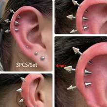 3PCS Spike Helix Piercing Earring Stainless Steel Ear Piercing Antenna Body Piericng Jewelry 16G Non Fading Anti-Allergic