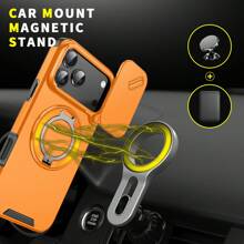 New Luxury Lens Sliding Cover Magnetic Folding Phone Case Compatible With Samsung /6 Fold7/6, Minimalist Protective Cover Compatible With Apple 17/16/15/14/13/12/11 Pro Max, Samsung Galaxy S25/24/23/22 Pro+, Redmi Note 14/13/12 Pro Waterproof Shockproof Anti-Fall Scratch Resistant - Orange - View 7