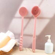 1pc Double-Sided Silicone Bath Brush, Long Handle Shower Brush - Body Massage Relaxing Back Scrubber, Easy To Clean, Soft Bristle Exfoliating Brush, Home Bathroom Use - Multicolor - View 7