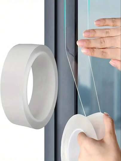 Taśma Nano (1 rolka) wiatroodporna, taśma uszczelniająca do okien, wodoodporna i szczelna taśma klejąca do drzwi i ram okiennych, naklejka do szycia do łazienki kuchennej, przeciwgrzybiczna i przeciwporostowa, taśma uszczelniająca do umywalki i wanny, odpowiednia do uszczelniania różnych powierzchni basenu, kuchni, okna, dekoracji wnętrz, dekoracji ściennych do domu i restauracji, dekoracji pokoju, naklejki ścienne, naklejki ścienne