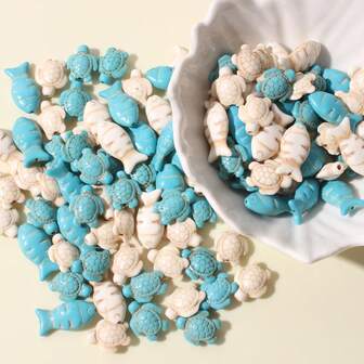 20 قطعة من خرز على شكل أسماك وسلاحف من سلسلة المحيط، مستلزمات صنع المجوهرات DIY للأساور والقلائد