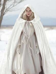 1件高密度天鹅绒女巫连帽斗篷，女士万圣节女王派对角色扮演长袍斗篷，适合万圣节、圣诞节、恶魔、吸血鬼、文艺复兴中世纪服装配饰 - 彩色 - 查看 7