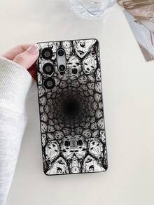 1pc Dark Gothic Style Full-Screen Ghost Face Painted Pattern, Black Matte Texture TPU Material Eye-Catching Anti-Drop Phone Case, Suitable As Gift For Boyfriend/Girlfriend, Compatible With Apple, Compatible With Samsung, OPPO, Vivo And Other Android Models - Multicolor - View 1