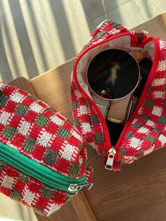 Winter Christmas Makeup Bag Storage Bag Makeup Travel Bag Purse Organizer Toiletry Bag Corduroy Material Handbag With Simple Style, Solid Color, Portable Makeup Bag For Outdoor Use, And Multiple Colors For You To Choose From Makeup Travel Toiletry Organizer Essentials Gifts Storage Zipper Accessories Nail