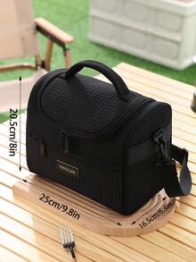 1 pieza Bolsa de almuerzo aislada, bolsa de almuerzo impermeable y a prueba de fugas de gran capacidad de 8L, bolsa enfriadora portátil, caja enfriadora de picnic con hombro engrosado - reutilizable, correa para el hombro ajustable, con asa y cremallera, para viajes, trabajo, picnic escolar, lonchera escolar, bolsa para lonchera, bolsa de picnic multifuncional, para adolescentes y adultos mujeres, útiles escolares, accesorios de vuelta al colegio, bolsa de suministros escolares, accesorios escolares, cosas de la escuela - Negro - Ver 4