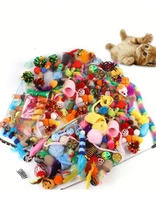 Basic Cat Toys For Raising Cats, Including Bell Balls, Bite Sticks, Sisal Toys, Bell Ringing Toys, Interactive Cat Toys, Cat And Mouse Toys, Pet Toys, Pet Supplies, Birthday Gifts, Halloween And Christmas Gift Sets. The Colors Of The Items May Vary, And The Styles Are Shown In The Picture
