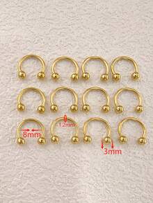 12pcs Stainless Steel Nose Rings, Minimalist Design, Suitable For Night Market, Party, Festival, Birthday Gift For Women