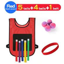 Pas do chwytania dla dzieci, rekwizyty do zabawy w przeciąganie dla przedszkolaków, interaktywna zabawka z piłką do ćwiczeń integracji sensorycznej w sportach na świeżym powietrzu, kamizelka samoprzylepna, zabawka do gry w piłkę, prezent na Halloween, Boże Narodzenie, przyjęcie świąteczne - Wielokolorowe - Zobacz 14