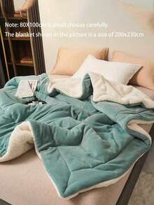 1pc Matcha Green Solid Color Milk Velvet Lambswool Double Layer Skin-Friendly Soft Comfortable Blanket, Suitable For Bedroom, Guest Room, All Seasons - Sprout Green - View 6