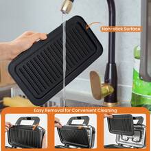 3 In 1 Waffle Iron Panini Press Grill And Sandwich Maker Set With Removable Non-Stick Plates & Portable Cool Touch Handle - US A Type Plug(110-127V) - View 5